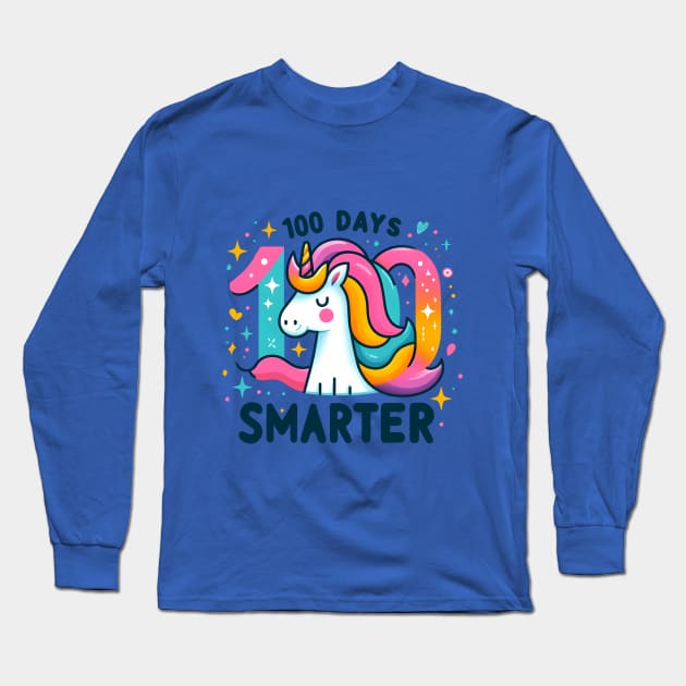 100 days smarter, proud unicorn Long Sleeve T-Shirt by ANSAN